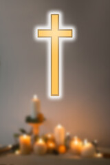 Zmartwychwstanie pańskie, krzyż i świece - symbole religijne i modlitwa