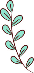 Fototapeta premium Green leaf hand drawn sketch style cartoon PNG