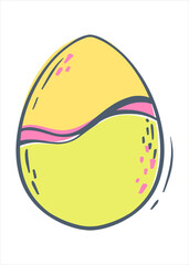 Colored Easter egg. Decorated egg for the spring holiday. Flat vector illustration for concept design. isolated object.