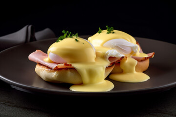 Eggs Benedict with hollandaise sauce perfect egg