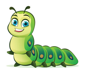 Cute caterpillar cartoon illustration isolated on white background