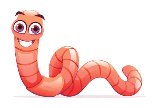 Cute worm cartoon illustration isolated on white background