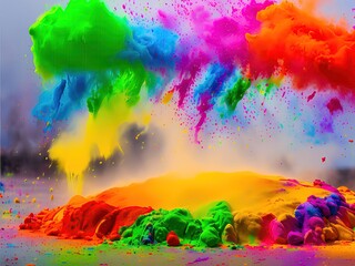 Color Powder Burst in the Air Generative AI