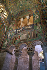 Fototapeta na wymiar Colorfull mosaic in the church of Ravenna