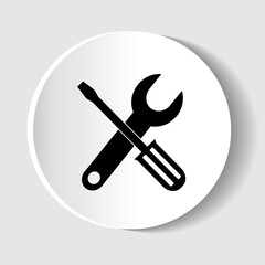 Tool vector icon, flat design wrench button for webdesign and mobile phone applications