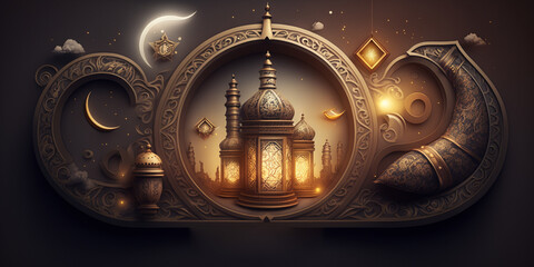 ramadan kareem celebration background.. Generated AI