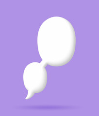 3D White speech bubble elements on Pale purple background, 3D rendering image, Clipping path Included.
