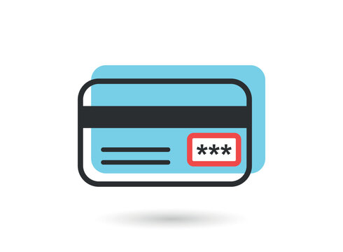 Credit card icon in flat style. CVV verification code vector illustration on isolated background. Payment sign business concept.