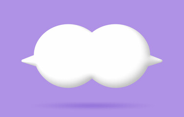 3D White speech bubble elements on Pale purple background, 3D rendering image, Clipping path Included.