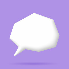 3D White speech bubble elements on Pale purple background, 3D rendering image, Clipping path Included.