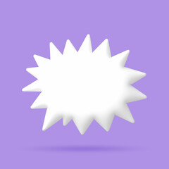 3D White speech bubble elements on Pale purple background, 3D rendering image, Clipping path Included.
