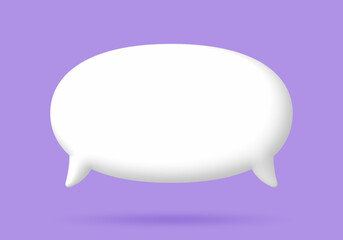 Fototapeta premium 3D White speech bubble elements on Pale purple background, 3D rendering image, Clipping path Included.