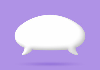 3D White speech bubble elements on Pale purple background, 3D rendering image, Clipping path Included.