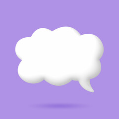 3D White speech bubble elements on Pale purple background, 3D rendering image, Clipping path Included.