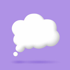 3D White speech bubble elements on Pale purple background, 3D rendering image, Clipping path Included.