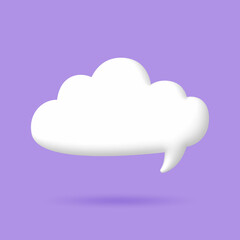 3D White speech bubble elements on Pale purple background, 3D rendering image, Clipping path Included.