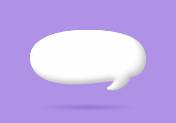 3D White speech bubble elements on Pale purple background, 3D rendering image, Clipping path Included.