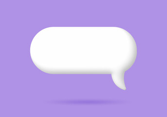 3D White speech bubble elements on Pale purple background, 3D rendering image, Clipping path Included.