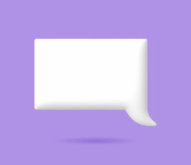 3D White speech bubble elements on Pale purple background, 3D rendering image, Clipping path Included.