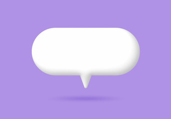 3D White speech bubble elements on Pale purple background, 3D rendering image, Clipping path Included.