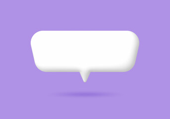 Obraz na płótnie Canvas 3D White speech bubble elements on Pale purple background, 3D rendering image, Clipping path Included.