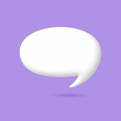 3D White speech bubble elements on Pale purple background, 3D rendering image, Clipping path Included.