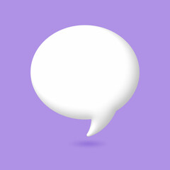 3D White speech bubble elements on Pale purple background, 3D rendering image, Clipping path Included.