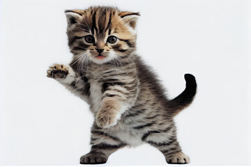 Obraz premium Funny kitten on white background, Generative AI