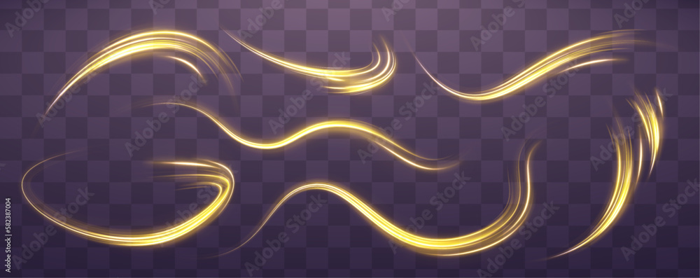 Poster shining spiral transparent glow effect. abstract shiny color gold wave design element. vector illust