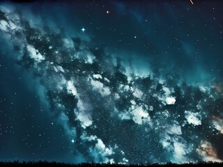 Milky Way at Night - Cosmic Nebulae and Stars Filling the Sky Generative AI