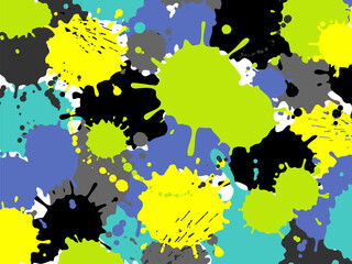 飛び散るインクやペンキのカラフル背景_ベクターイラスト