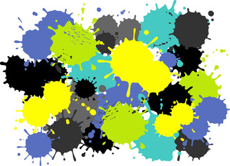 飛び散るインクやペンキのカラフル素材_ベクターイラスト