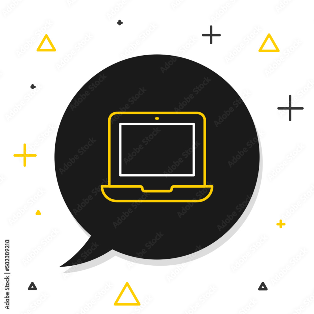 Poster line laptop icon isolated on white background. computer notebook with empty screen sign. colorful ou