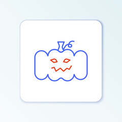Line Pumpkin icon isolated on white background. Happy Halloween party. Colorful outline concept. Vector