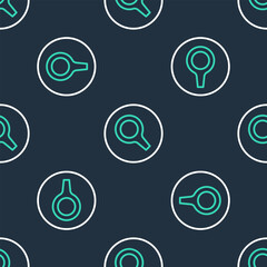 Line Magnifying glass icon isolated seamless pattern on black background. Search, focus, zoom, business symbol. Vector
