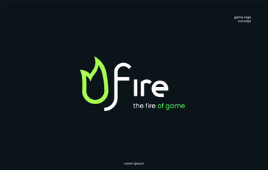 concept logo for gaming platform on black background .cool logo with green fire ilustration on black background. simple logo easy to use and modify