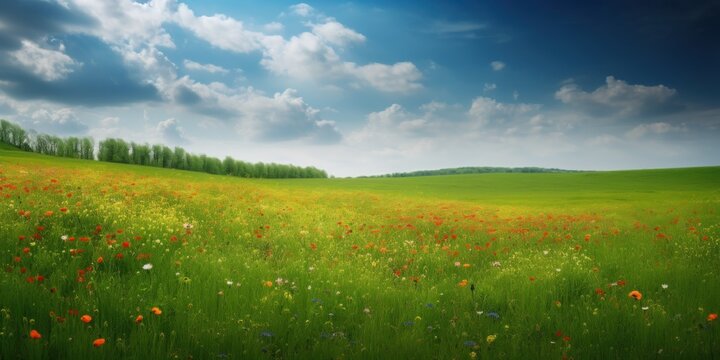 Exploring the Vibrant Colors of a Spring Meadow. Gen AI