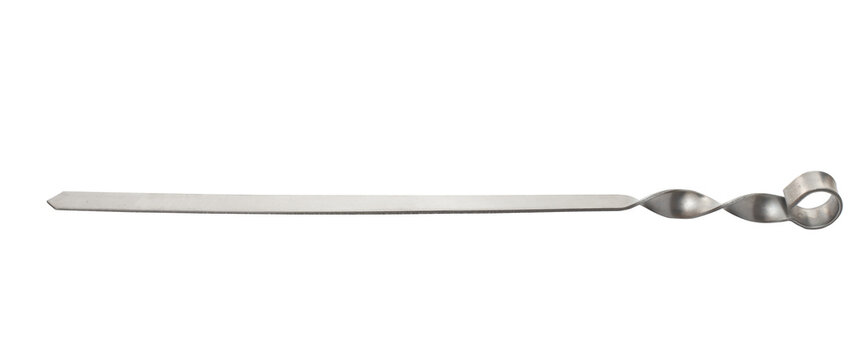 Metal skewer for barbecue. Isolated on a white background.