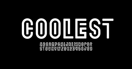 Digital font alphabet from segment line, technology style letters and numbers, vector illustration 10EPS