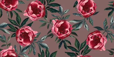  seamless pattern with red peony © Nouri Olena