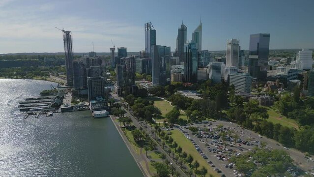 Aerial video of Perth CBD in daytime
