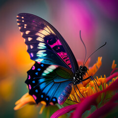 beautiful butterfly perched on a beautiful flower and seen close up