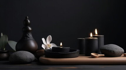 zen spa relax aromatherapy wellness massage still life with candles and flowers, generative ai - obrazy, fototapety, plakaty
