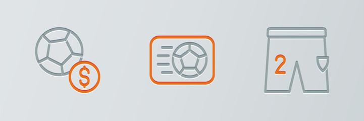 Set line Shorts for playing football, Soccer and icon. Vector