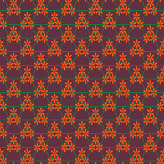 Vibrant repeating floral pattern in burgundy vibrant color with red flowers.