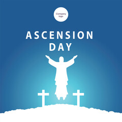 Fototapeta na wymiar jesus ascension day with jesus statue illustration in the middle