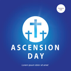 Obraz premium ascension day of jesus with simple design blue background