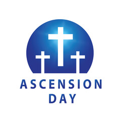 ascension day of jesus with simple design white background and cross symbol