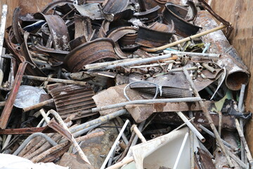 Metal scrap on the sea container