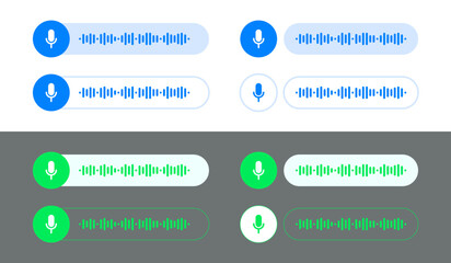 Voice messages, audio chat or messenger record interface, vector playback bubbles. Voice message UI UX or record play of audio chat in mobile phone messenger